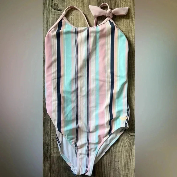 Roxy Pink Cutty Heart One-Piece beach Swimsuit Swimwear Youth girls 6Y - Picture 1 of 9